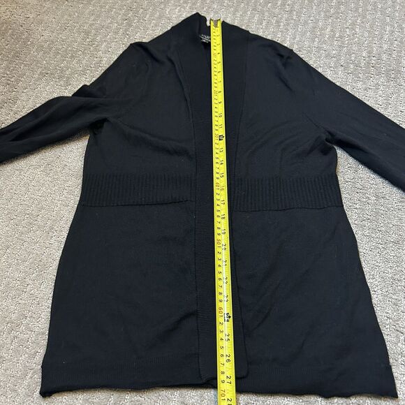 Talbots Cardigan Women's MP Black Merino Wool Open Front Sweater Minimal Casual - Picture 10 of 12